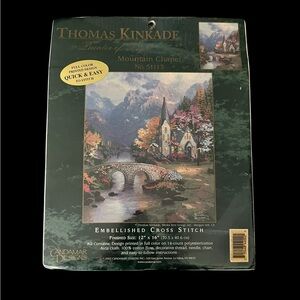 Thomas Kinkade “Mountain Chapel” #51113 Embellished Cross Stitch Kit 2002 NEW